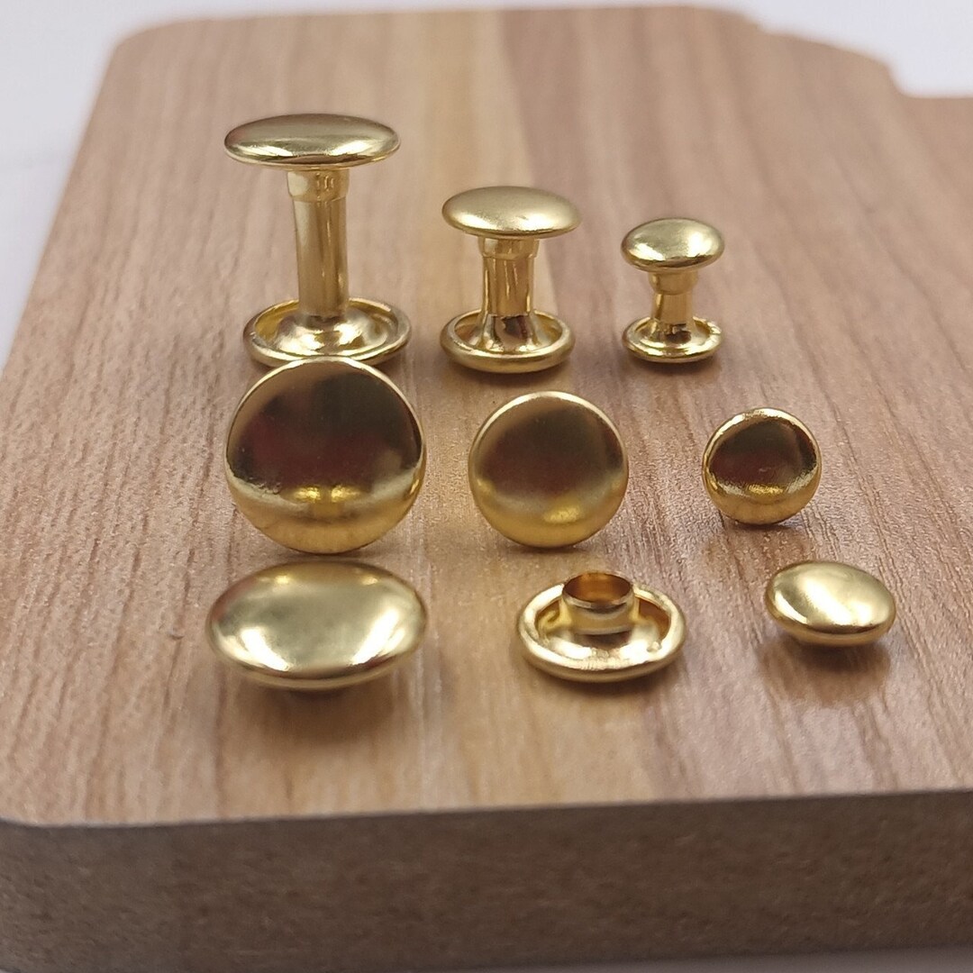 1000pcs Gold Double Cap Rivets Brass Rivet 66/86/88/810/108/1010 Stud Rapid Rivets Leather Craft