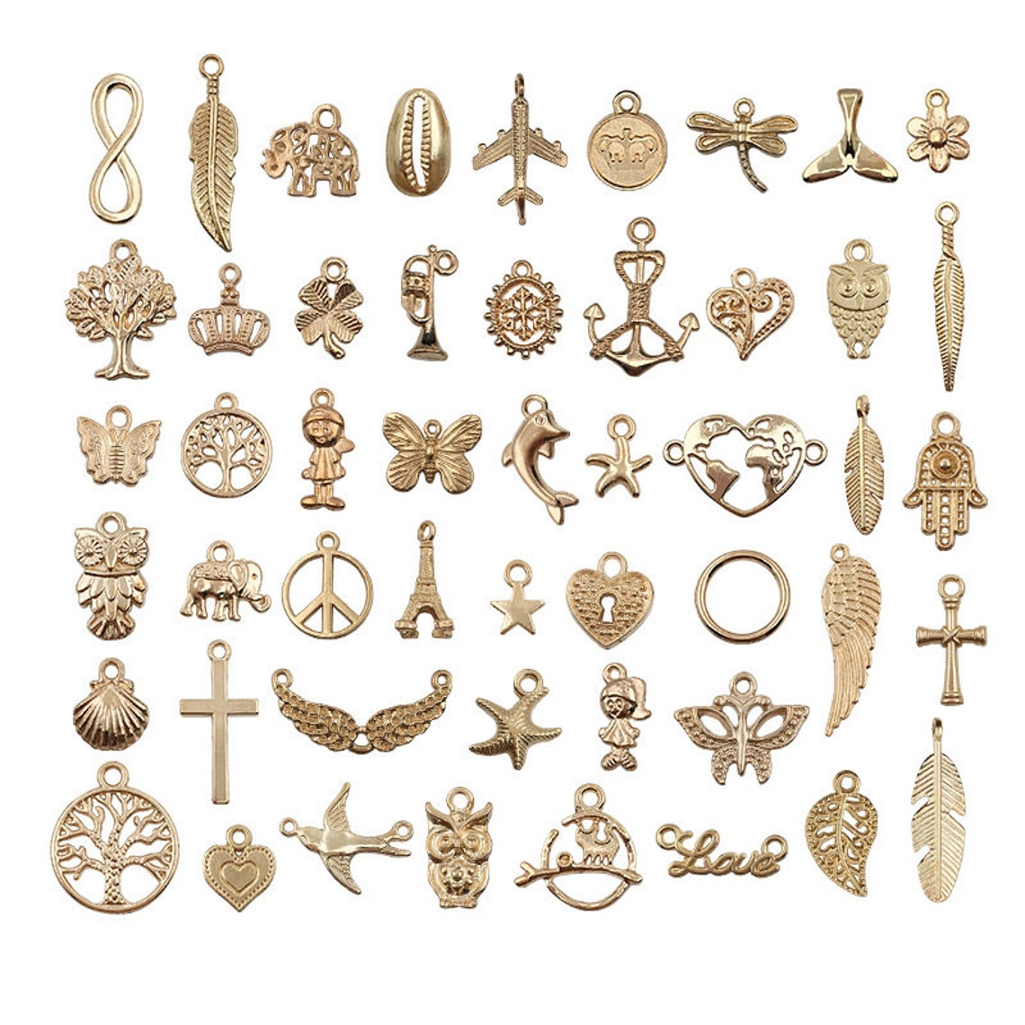 50pcs Gold Charms Assorted Charms Mixed Charms BULK Charms Etsy