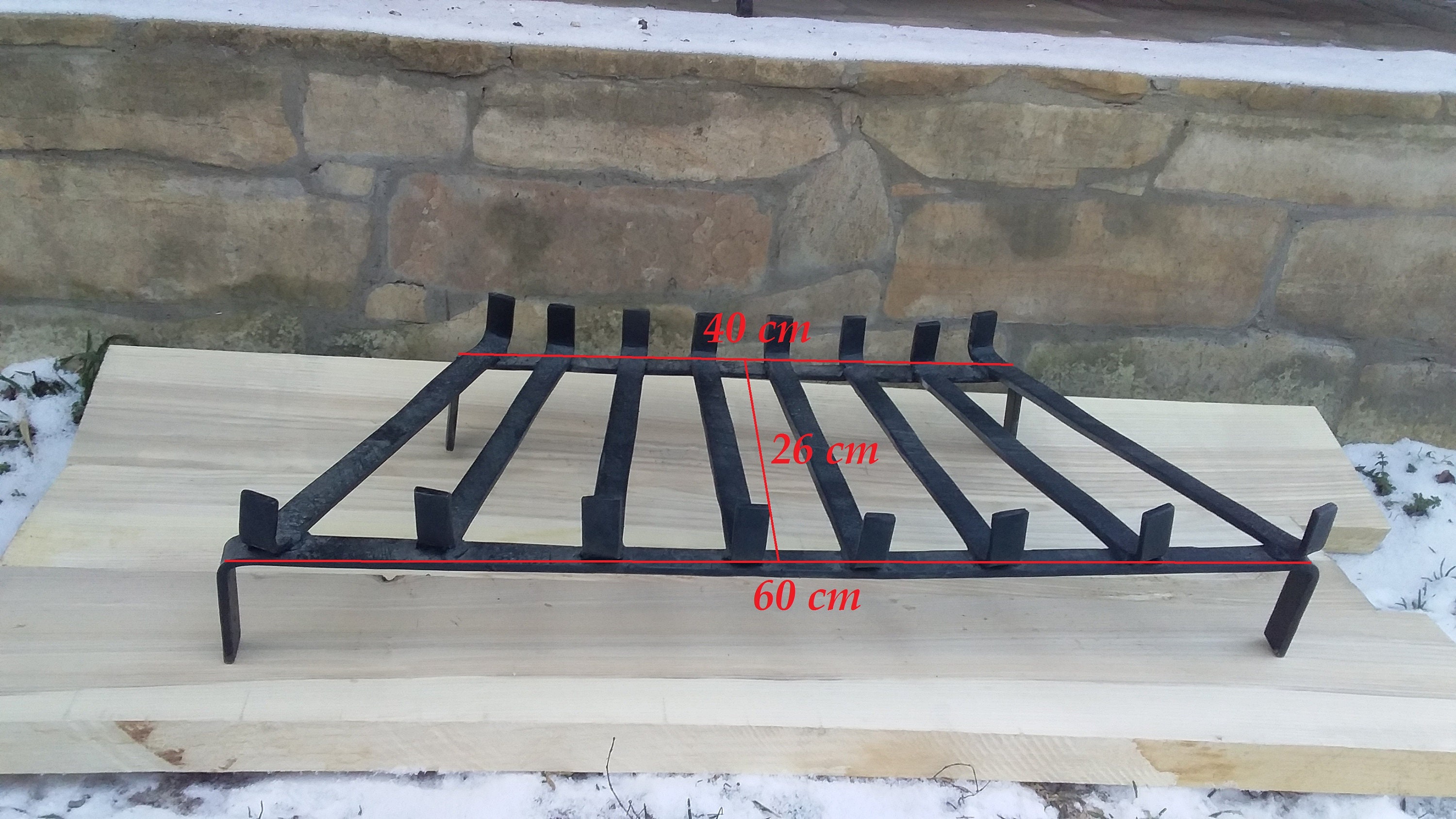 Grille De Cheminée VA-Cerulean 46x31 Cm - Support Bois De Chauffage, Acier Résistant, Pieds Stables | Pour Foyer Intérieur/extérieur