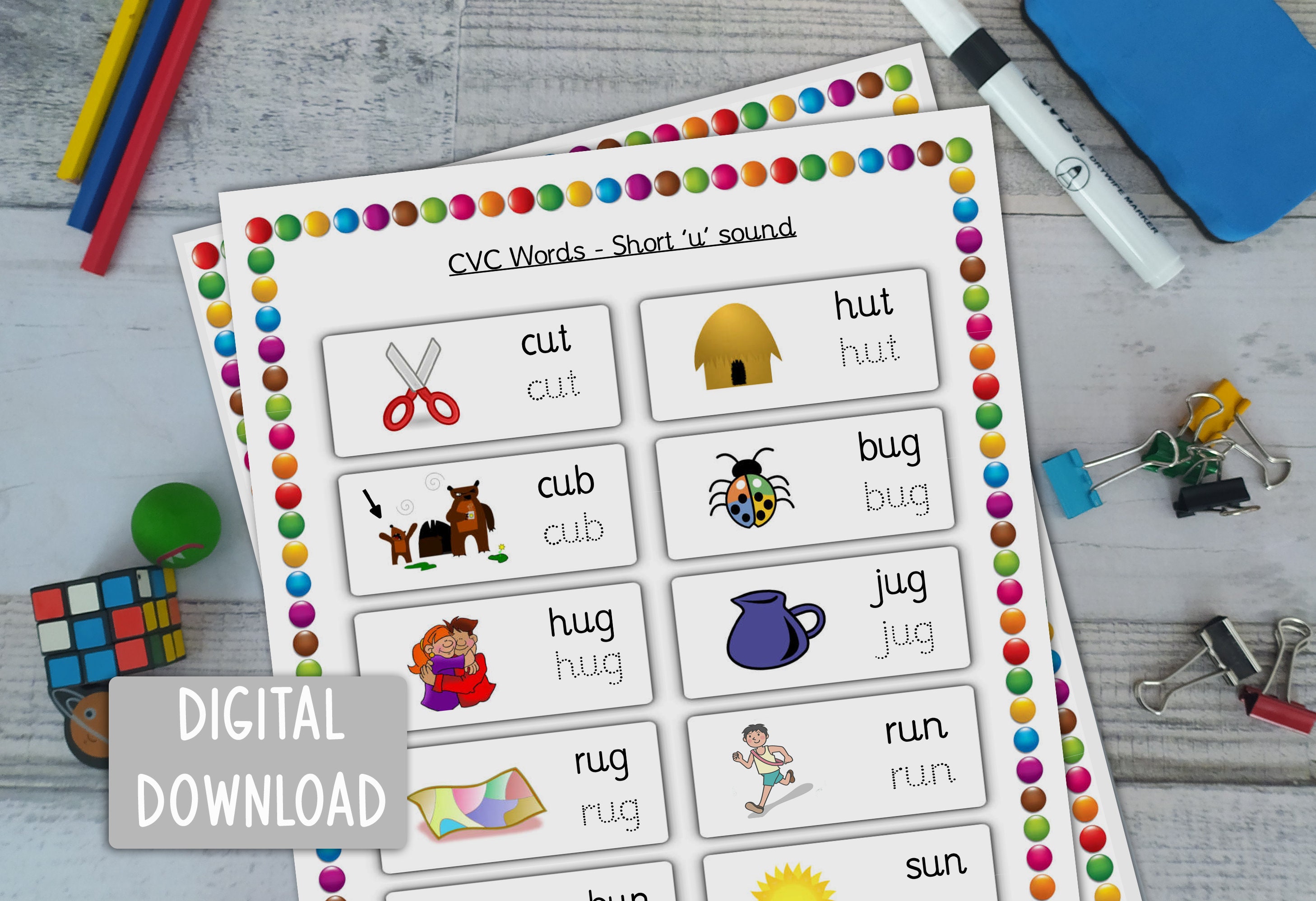CVC Words O U Digital Resource First Words Homeschool Etsy