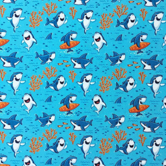 BABY SHARK FABRIC Cotton fabric by the yard Shark print | Etsy