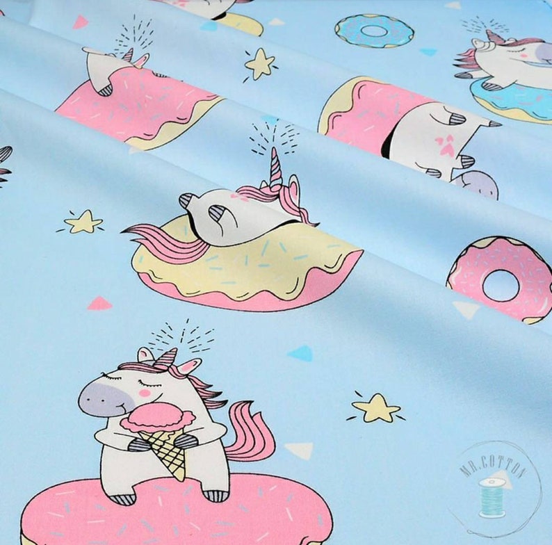UNICORN FABRIC Unicorn print 100 Cotton fabric by the yard Etsy