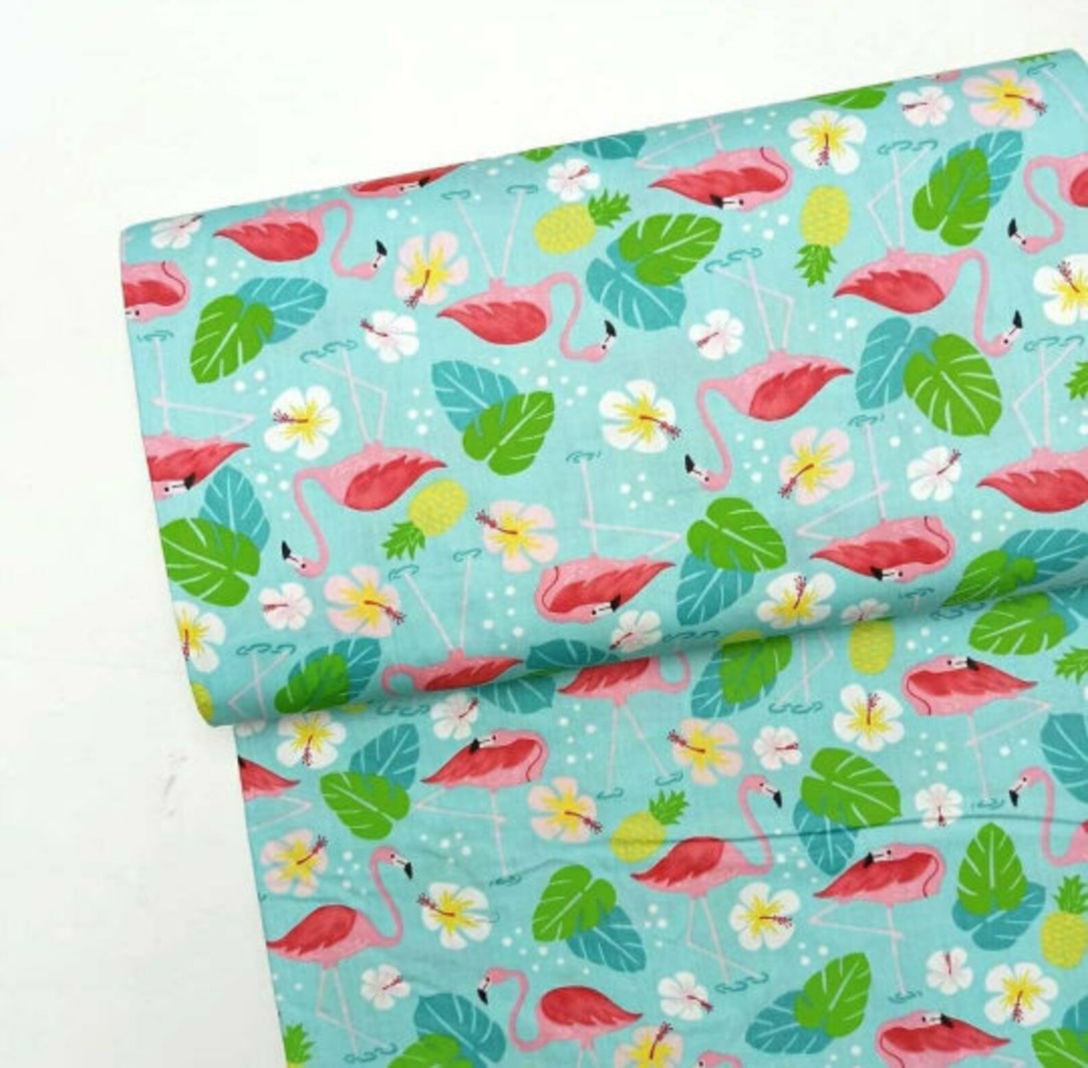 FLAMINGO FABRIC cotton fabric by the yard Flamingo print Bird Etsy