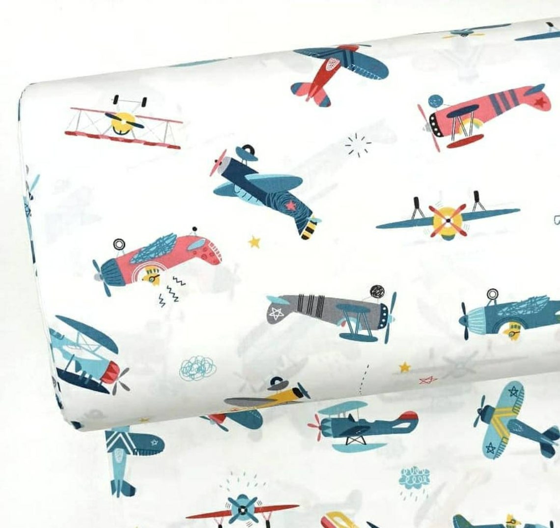 Airplane FABRIC cotton fabric by the yard Aircraft fabric Baby Etsy