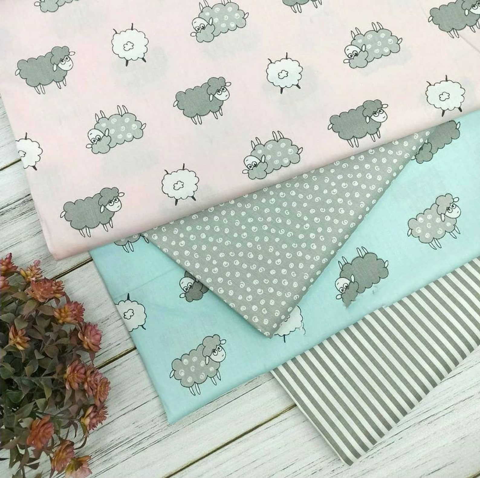 SHEEP FABRIC Sheep Print 100 Cotton Fabric by the Yard Etsy