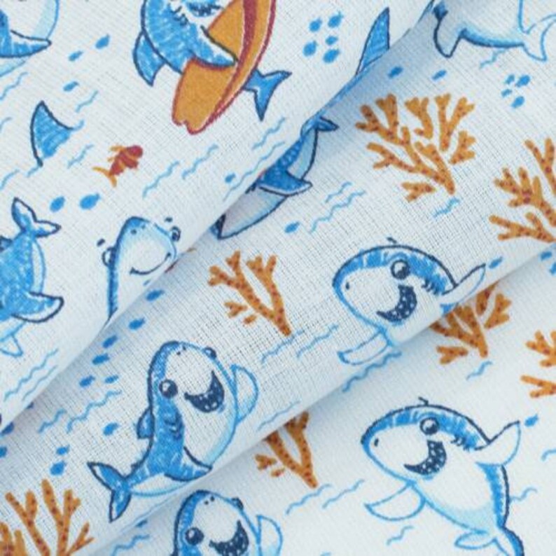 BABY SHARK fabric cotton fabric by the yard Fish fabric Baby Etsy