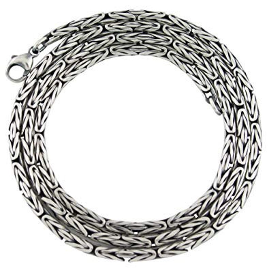 5 mm Kings Chain Mens Sterling Silver Byzantine Necklace Etsy