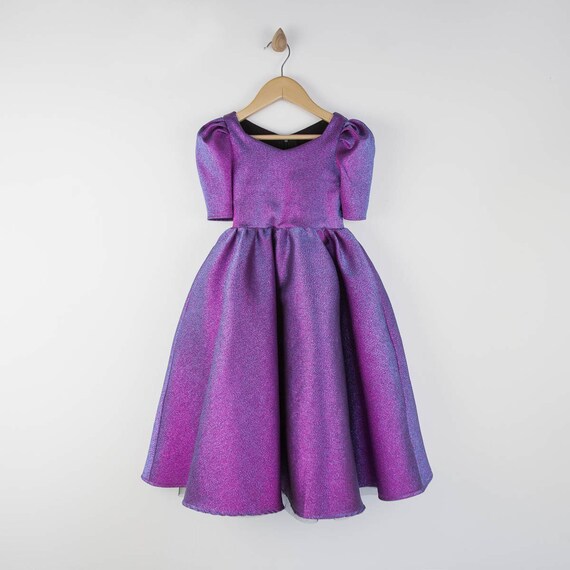 purple puffy dress