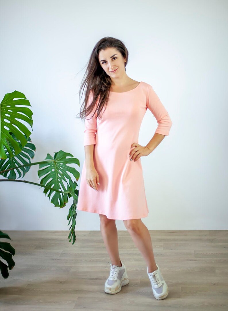 peach color women's dress