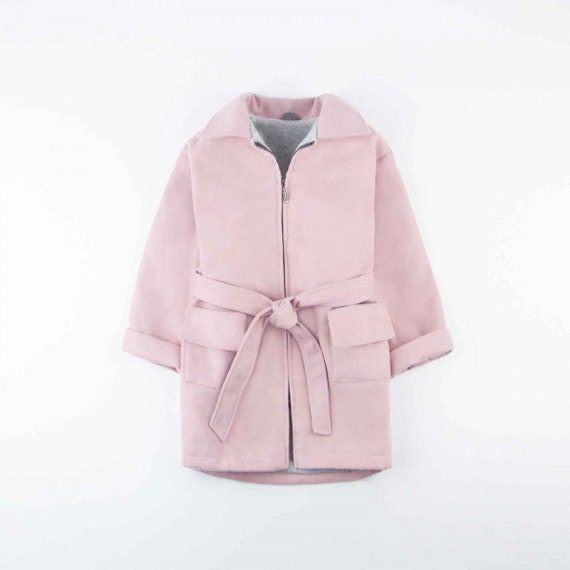 Powder coat for girls warm pink baby coat cashmere baby | Etsy
