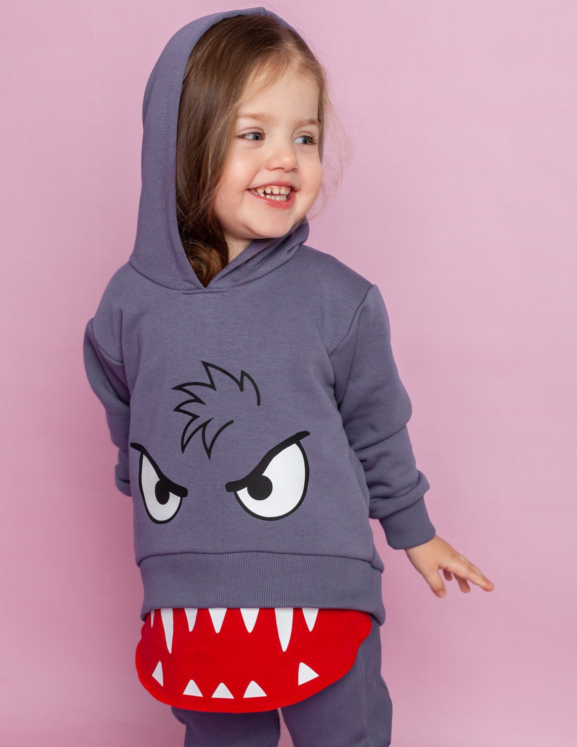 Children's extended sweatshirt of purple color with a hood Etsy