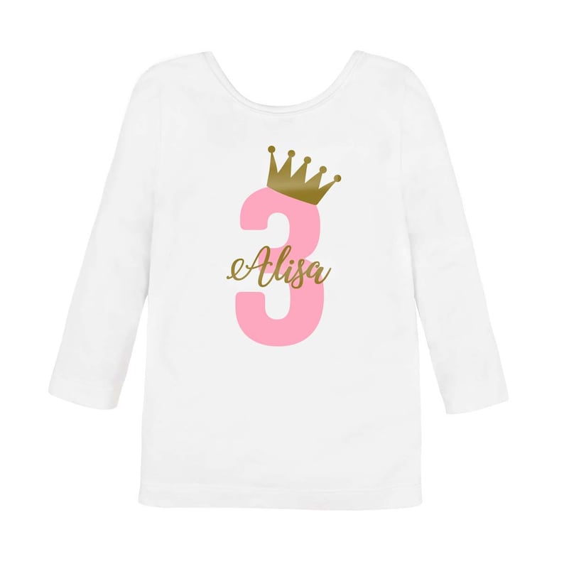 number 1-7 Personalized Birthday with custom name /& age T-shirt Birthday T-shirt for she birthday Crown birthday Fast Shipping!