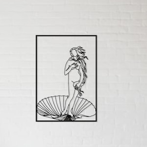 Birth of Aphrodite Venus, Metal Wall Art, One Line Art, Modern Living Room Decor, Greek Roman Art, Goddess Alabaster, Unique Wall Decor