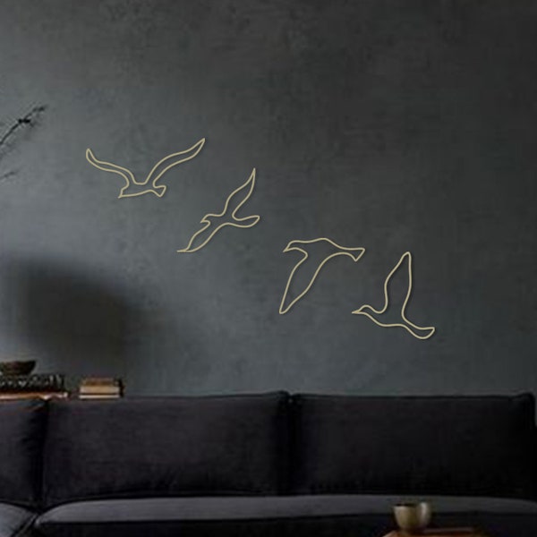 Gold Birds Wall Decor, Birds Metal Wall Art, Gold Wall Decor, Living Room Wall Art, Birds Metal Set