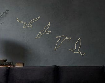 Gold Birds Wall Decor, Birds Metal Wall Art, Gold Wall Decor, Living Room Wall Art, Birds Metal Set