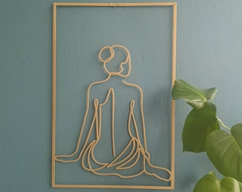 Female Body Back Wall Art, Gold Wall Decor, Woman Line Art, Large Wall Decor, Minimal Living Room Decor, Unique Wall Decor