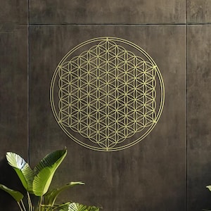 Flower of Life Metal Art, Sacred Geometry Wall Decor, Spiritual Wall Art, Gold Wall Decor, Yoga Studio Decor