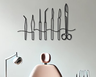 Metalen muurkunst tandheelkundige apparatuur: modern tandartskantoor