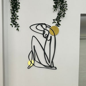Matisse Woman, Metal Wall Art, Black and Gold Metal Decor, Abstract Metal Wall Art, Matisse Inspired Art