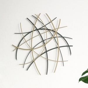 Gold and Black Metal Wall Decor, Metal Wall Sculpture, Circular Wall