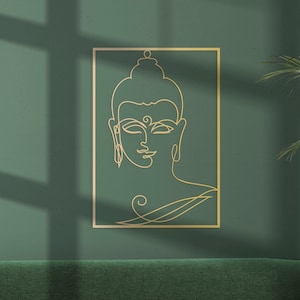 Buddha Metal Wall Art, Gold Metal Decor, Yoga Studio Wall Art, Hindu Decor, Minimal Living Room Wall