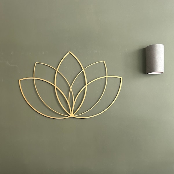 Gold Wall Decor, Lotus Metal Wall Art, Yoga Teacher Gift, Lotus Flower Decor, Modern Living Room Decor, Above Bed Decor, Yoga Studio Art