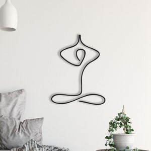 Yogi Metal Wall Art, Single Line Metal Decor, Yoga Studio Decoration, Yoga Lover Decor, Living-room Wall Decor, Minimal Wall Hangings