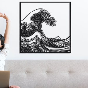 Hokusai Great Wave Metal Wall Art, Japanese Ocean Scene Decor, Kanagawa Wave Metal Artwork, Perfect Gift for Art Enthusiasts