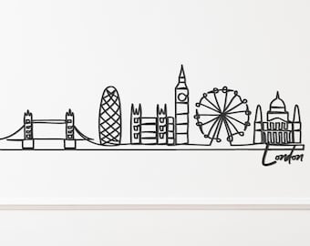 London Skyline Metall Wandkunst: Moderne Silhouette Dekor