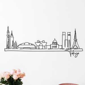 Tokyo Japan Skyline Metal Art, Modern Line Art Décor, Tokyo Silhouette, Metal Wall Art, Single Line Art