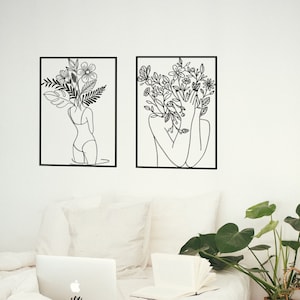 Female Body Wall Decor Set, Large Wall Decor, Metal Wall Art, Minimal Living Room Decor, Unique Wall Decor, Woman Body Wall Art