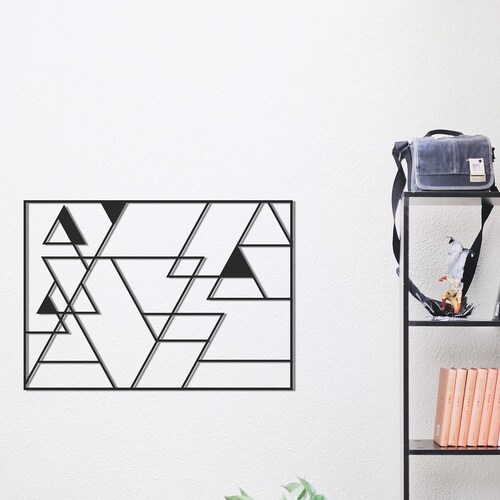 Triangle Geometric Metal Wall Decor Geometric Wall Hanging Etsy