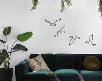 Birds Metal Wall Art Set, Flying Birds Wall Hanging, Modern Living Room Art, Bridal Shower Gift, Anniversary Gift, Bed Top Decor