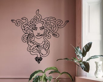 Medusa Metal Wall Art, Greek Mythology Home Decor, Metal Sculpture, Mythical Serpent Lady, Indoor Outdoor Wall Hanging, Mythology Gift
