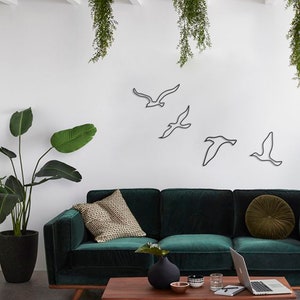 Birds Metal Wall Art Set, Flying Birds Wall Hanging, Modern Living Room Art, Bridal Shower Gift, Anniversary Gift, Bed Top Decor