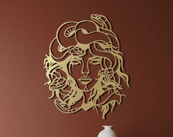 Medusa Metal Wall Art: Gold Greek Mythology Decor