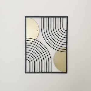 Mid-Century Modern Art, Metal Wall Art, Gold and Black Wall Decor, Modern Living Room Decor, Abstract Wall Art, Minimalist Wall Art