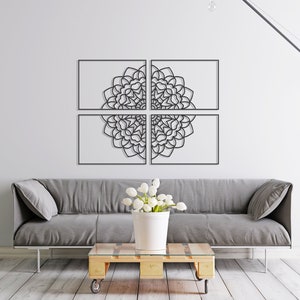 Mandala XL Wall Decor, Metal Wall Art Set, Geometric Decor Set, Metal Wall Decor Set, Living Room Decor image 1