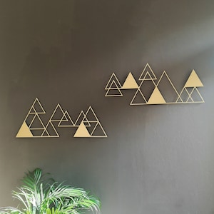 Gold Geometric Wall Decor, Geometric Metal Decor, Triangles Gold Sign, Bedtop Decor, Office Wall Decor, Living Room Wall, Unique Wall Art