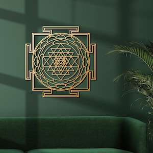 Sri Yantra Gold Wall Decor, Luxury Metal Art, Yoga Studio Decor, Sacred Geometry Decor