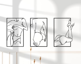Female Body Metal Wall Art Set, Modern Minimalist Decor