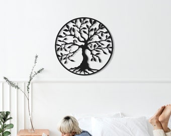 First Home Gift, Tree Metal Wall Art, Home Gift For Couple, Family Tree Wall Decor, Circular Life Tree