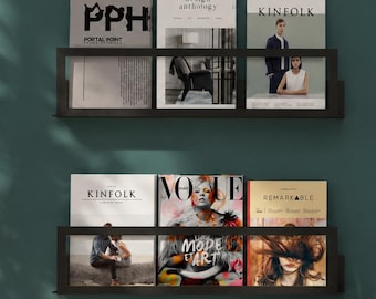 Minimalist Wall-Mounted Magazine Rack – Metal Bookshelf, Vinyl Display Shelf
