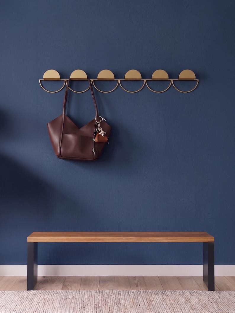 Modern Metal Wall Rack: Minimal Gold Coat Hooks, Accessory Rack - Etsy