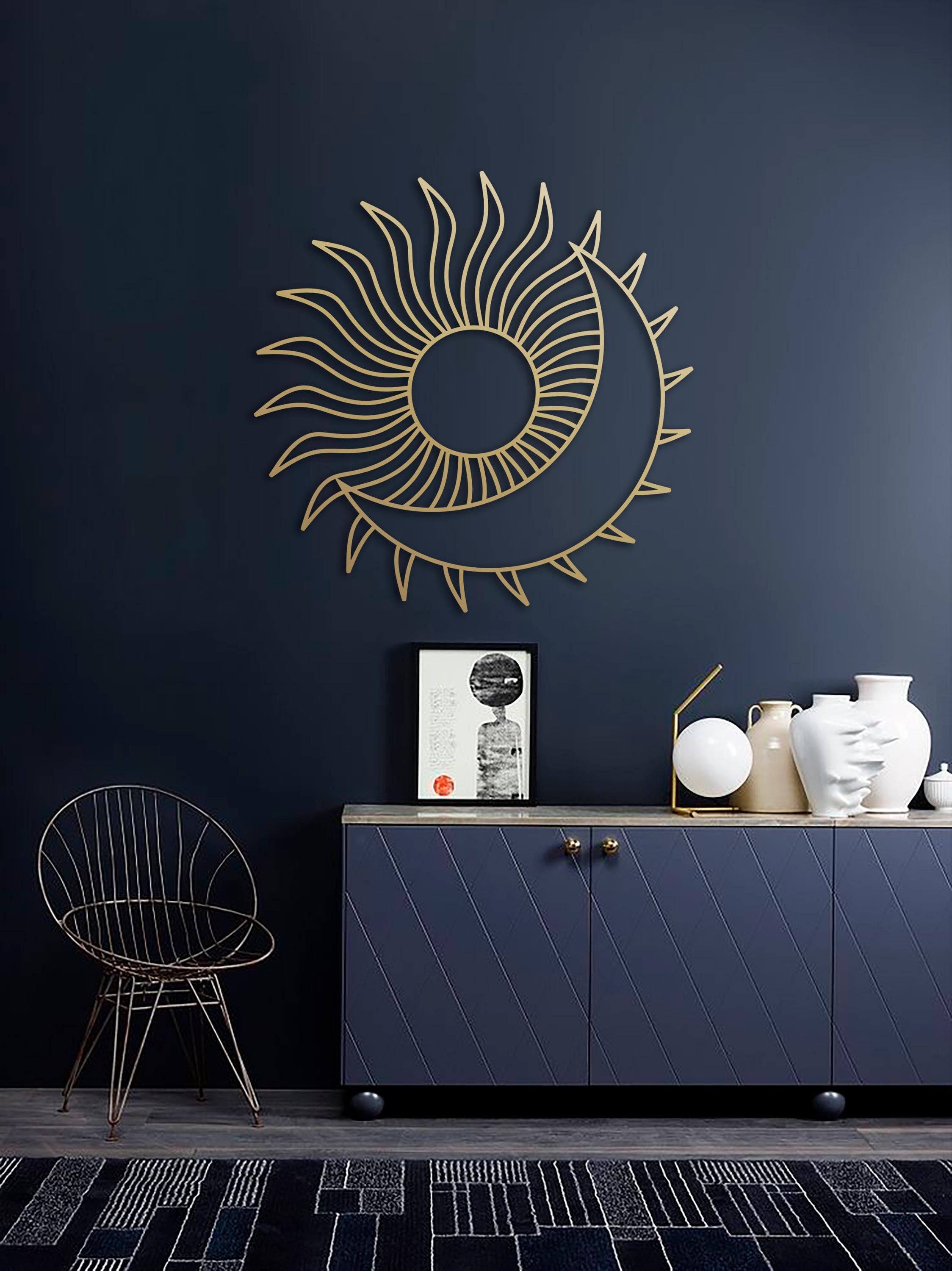 Sun and Moon Metal Wall Art: Celestial Gold Decor - Etsy