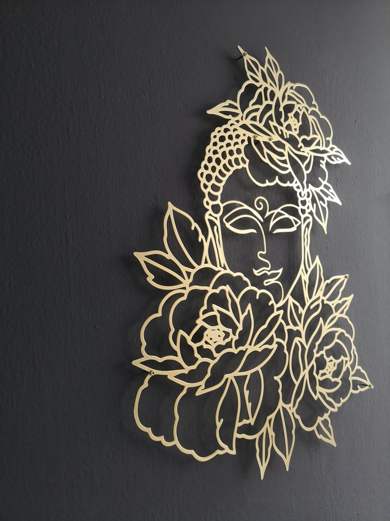 Floral Buddha Metal Wall Art: Gold Zen Decor (20x25/24x30) - Etsy