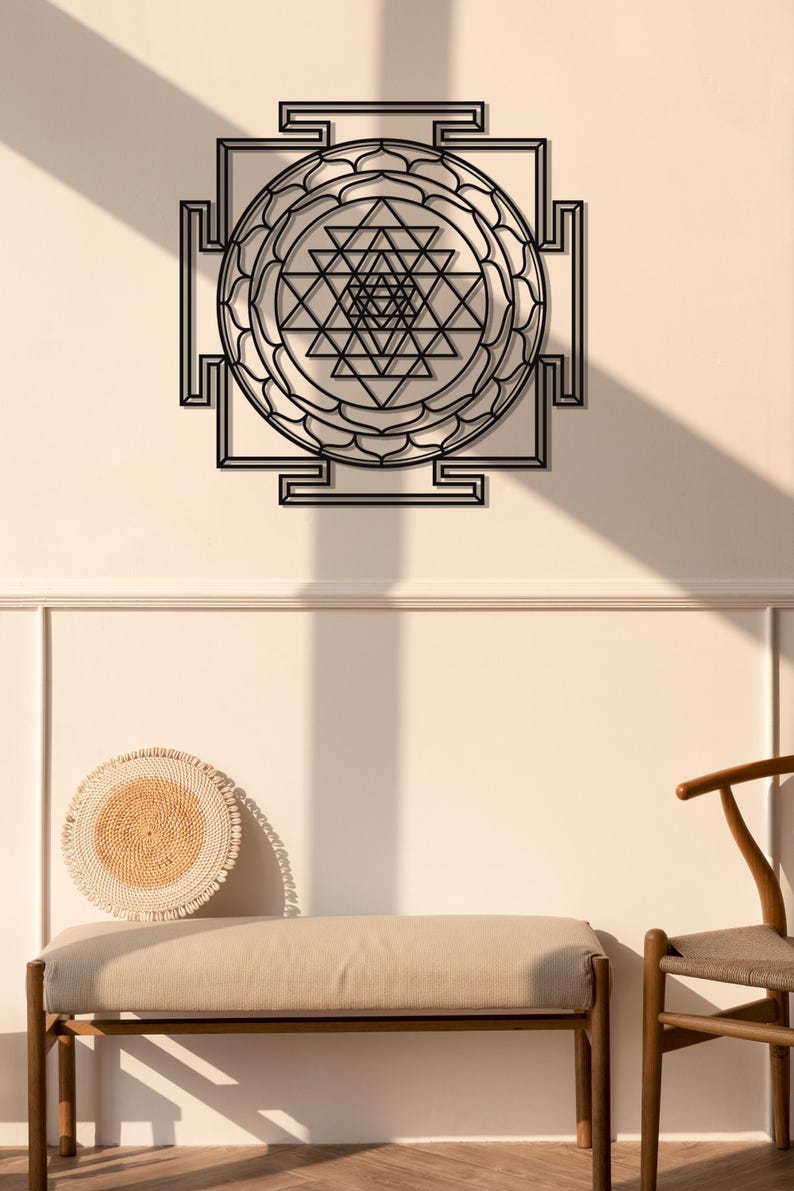 Sri Yantra Gold Metal Wall Art, Sacred Geometry Decor - Etsy