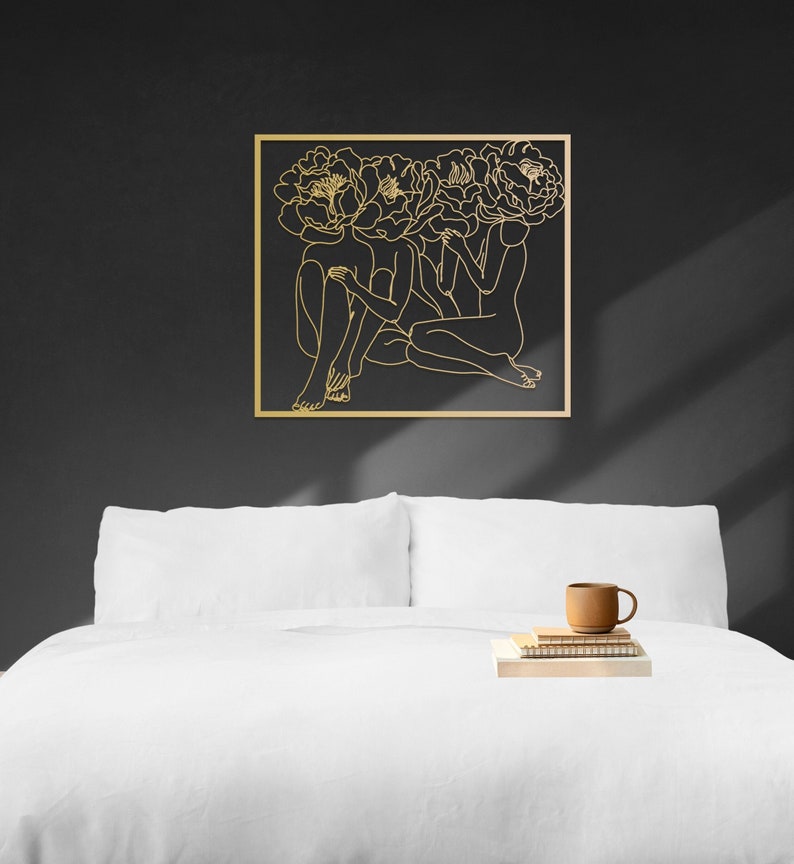 Gold Female Body Wall Art Woman Line Art Large Wall Art Etsy