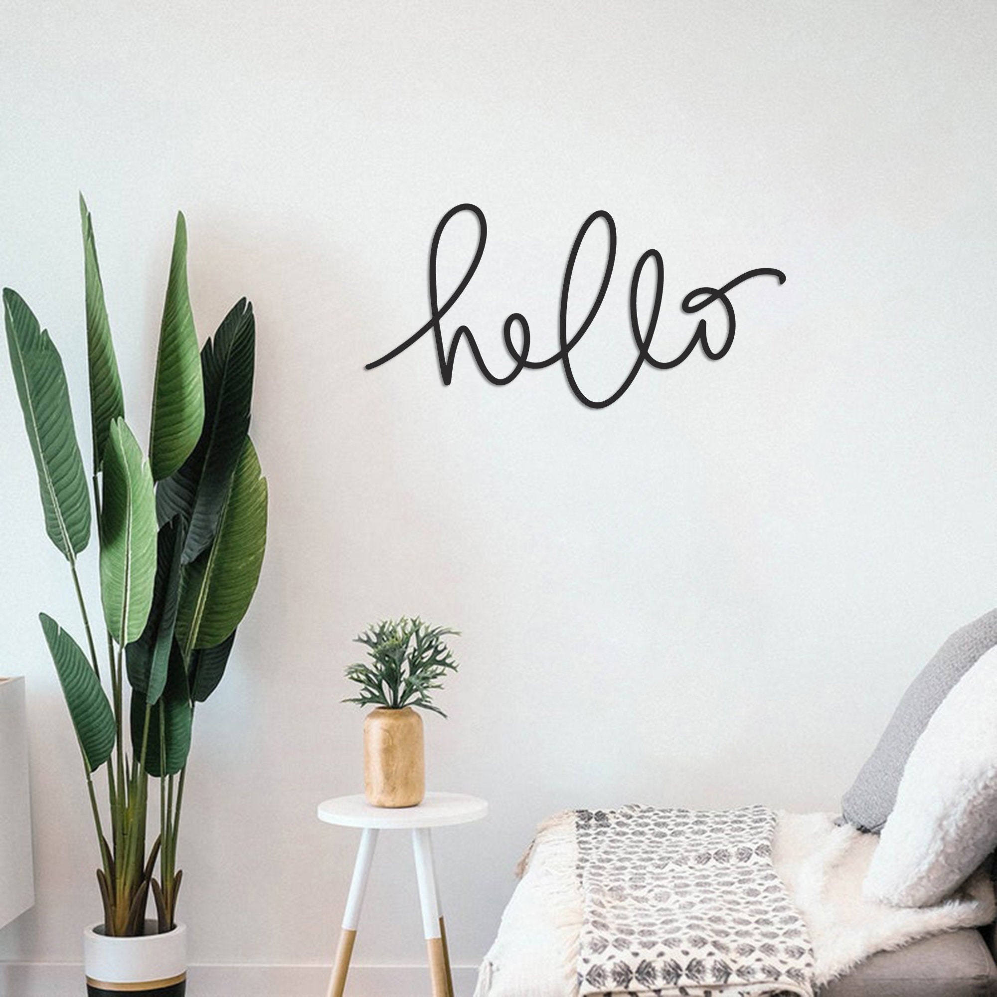 Hello Metal Wall Art Hello Wall Sign Metal Sign Etsy