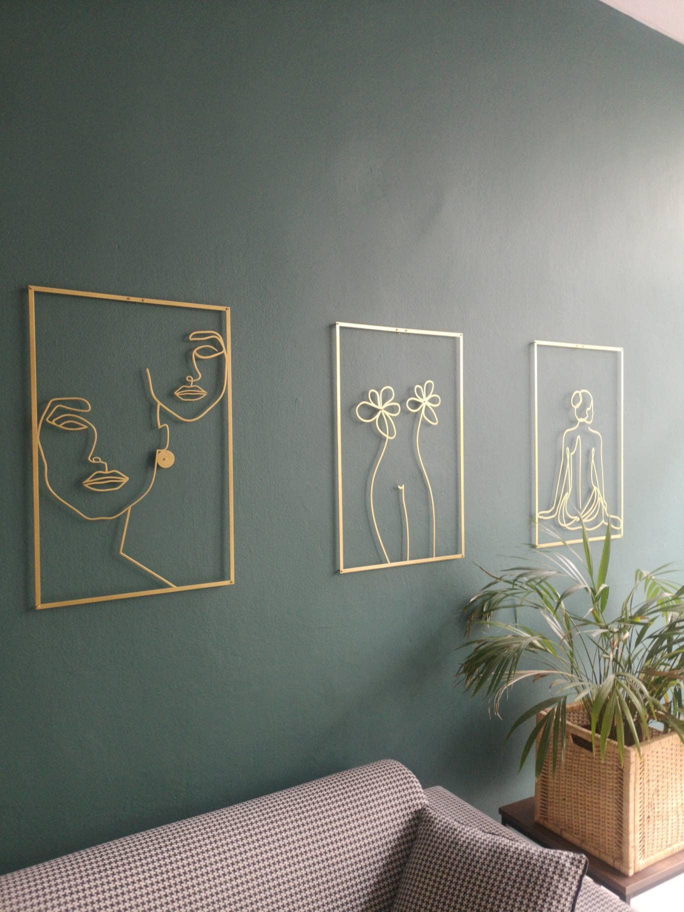 Naked Woman Wall Art, Gold Wall Decor Set, Woman Line Art, Large Wall…